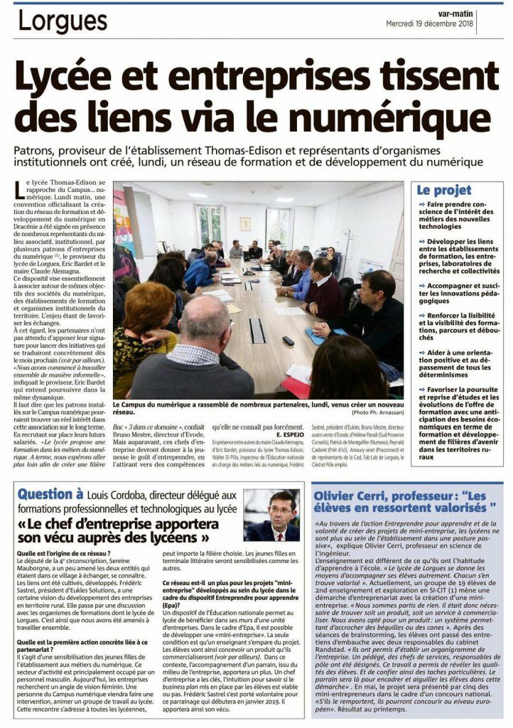 Article Var Matin - 19 décembre 2018